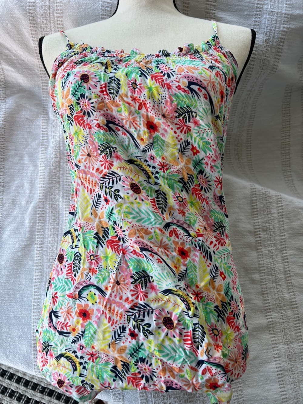 GAP Colorful Floral Print Spaghetti Strap Tank Top